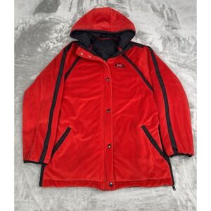 Vintage 90s Nike Red Fleece Jacket Youth XL (Mens Small) Reversible Puffer Retro